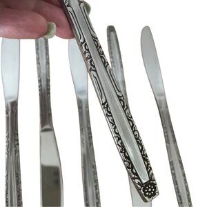 Imperial International IIC Misty Morn Pattern 6 Dinner Knives Ornate Floral